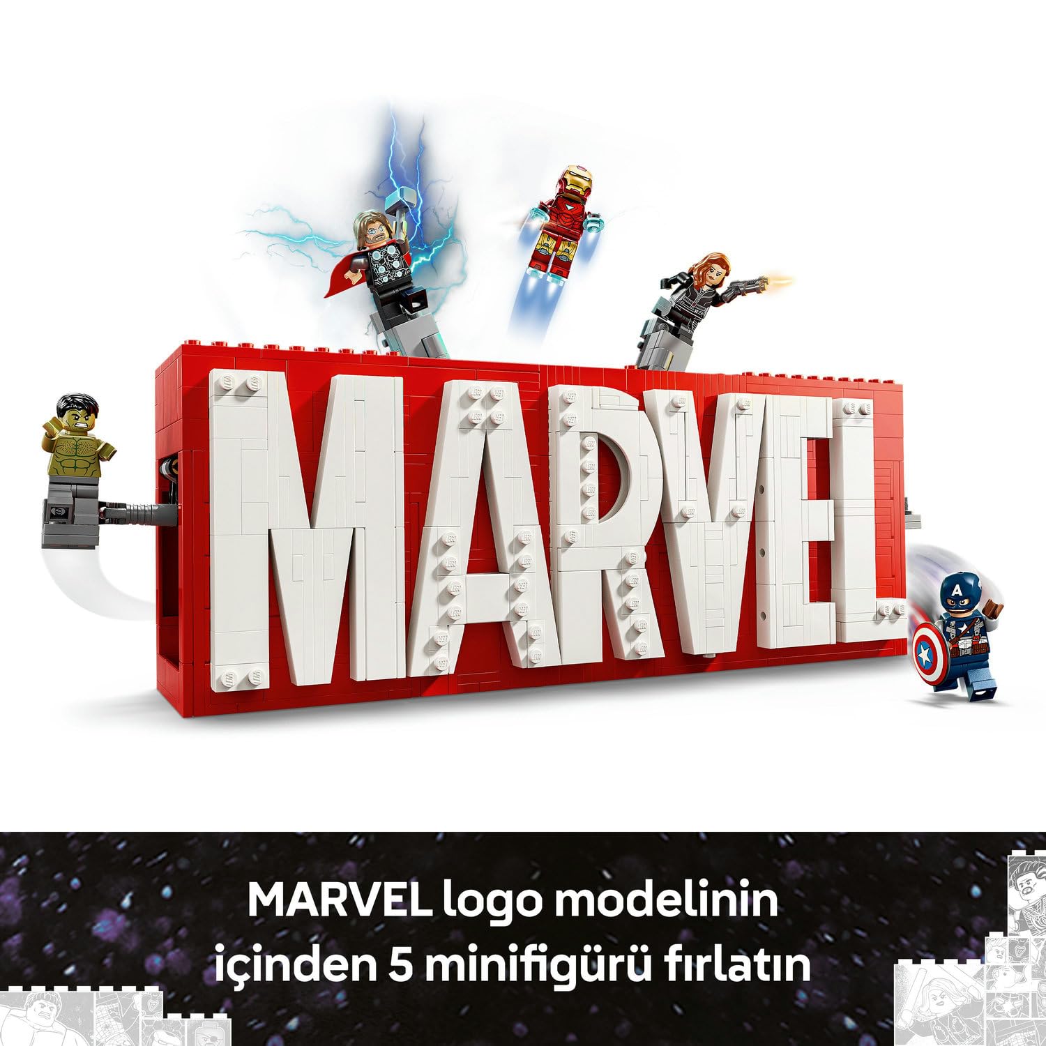 LEGO Marvel 76313 Marvel logosu ve minifigürleri seti - görsel 7