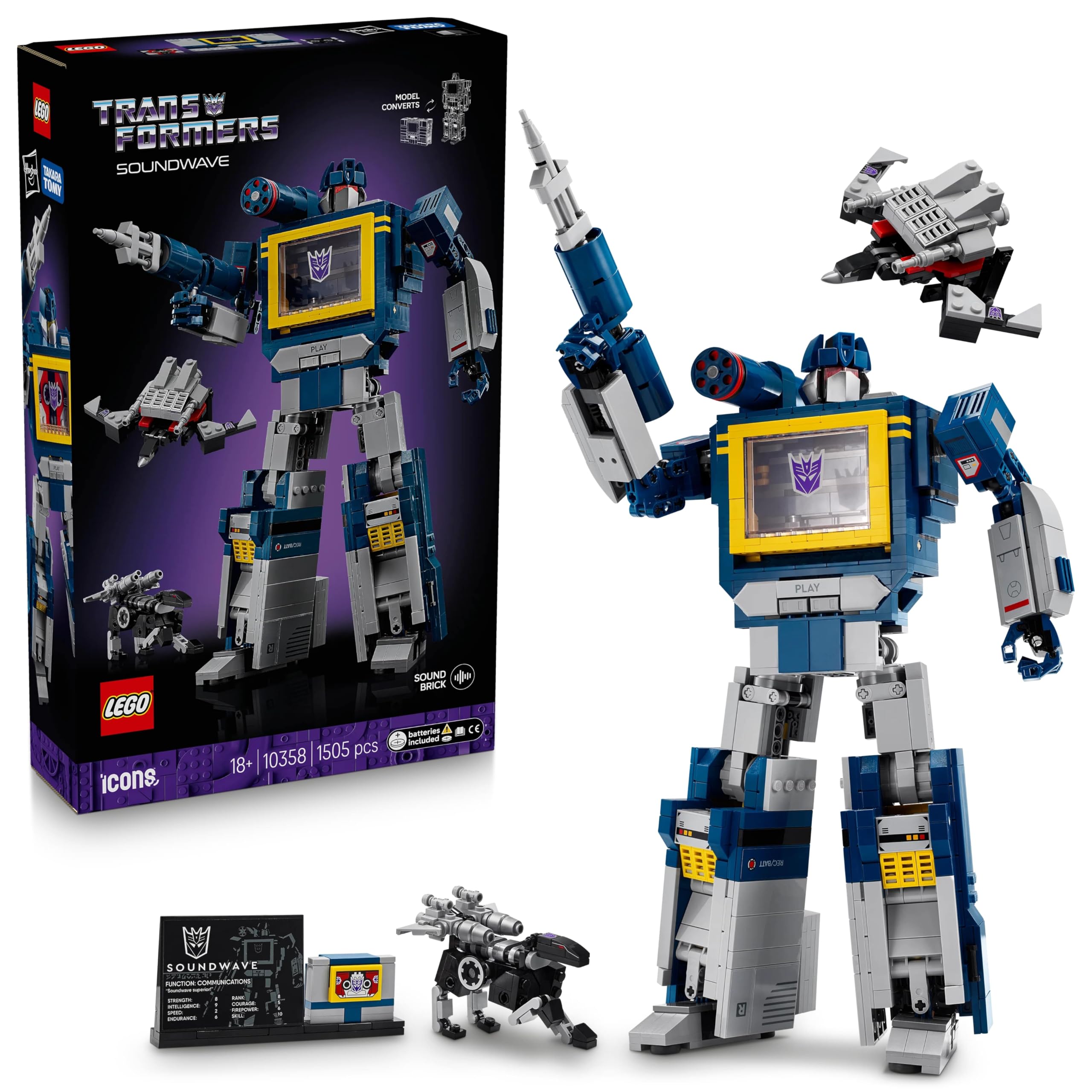 LEGO Icons Transformers: Soundwave 10358 (Ravage ve Laserbeak Figürlü)