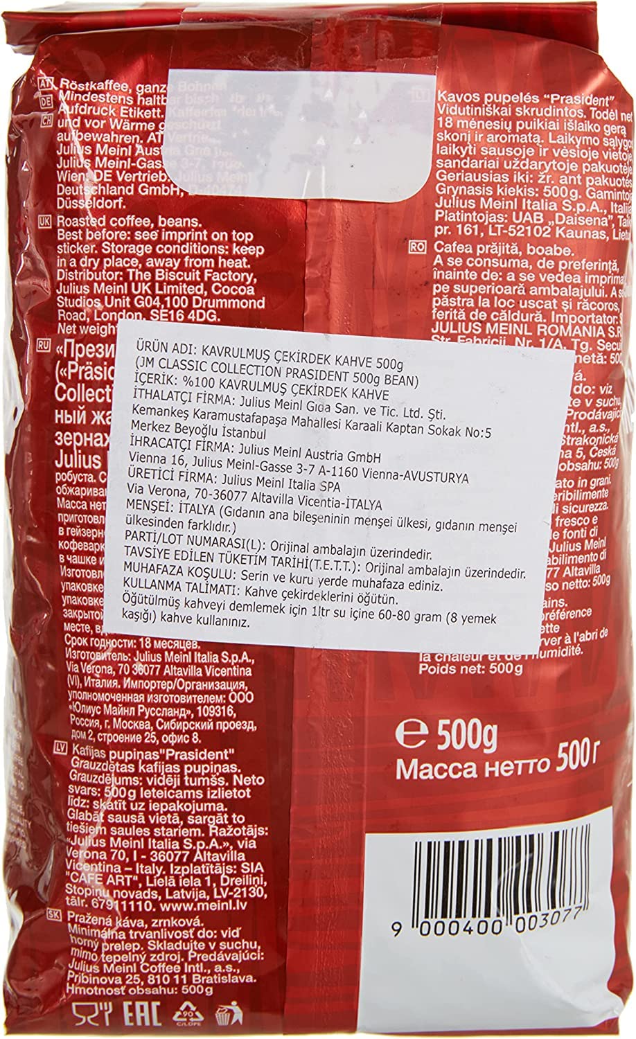 Julius Meinl Präsident Çekirdek Kahve 500 g - görsel 2