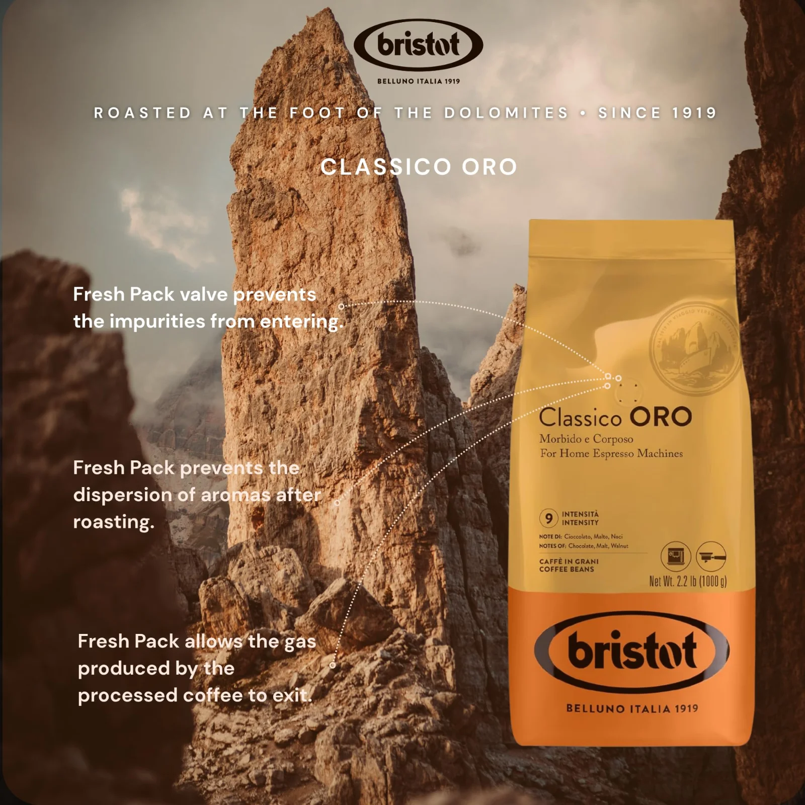 Bristot Classico Oro Çekirdek Kahve 1 kg - görsel 3