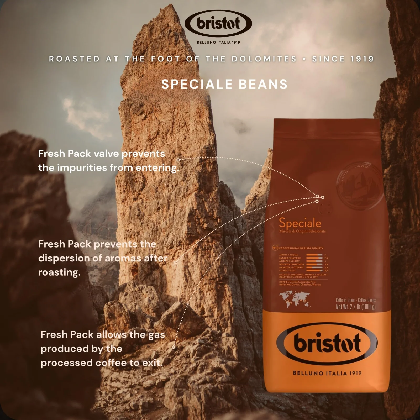Bristot Speciale İtalyan Espresso Çekirdek Kahve (1 kg) - görsel 3
