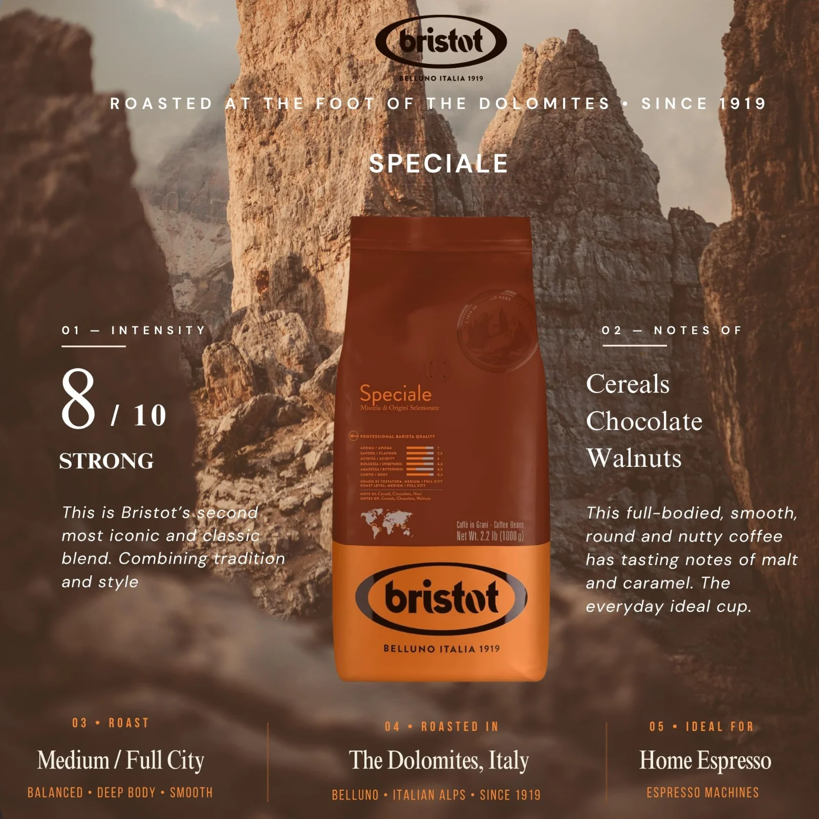 Bristot Speciale İtalyan Espresso Çekirdek Kahve (1 kg) - görsel 2