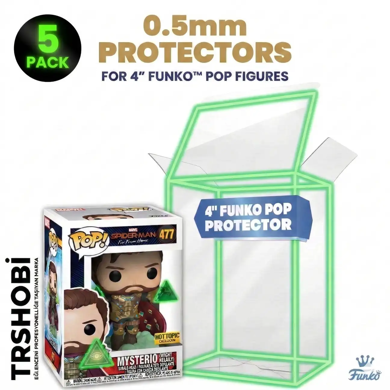 Glow İn The Dark 5 Pack 4 Inch 0.5mm Funko Pop Koruyucu