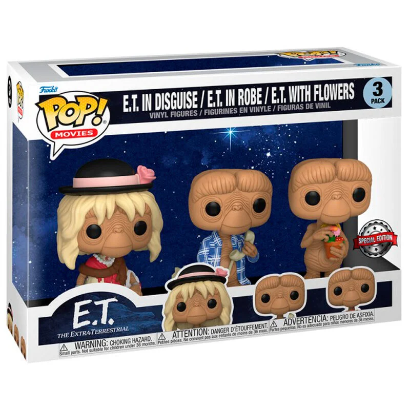 Funko Pop 3-Pack Movies E.T. - E.T. in Disguise / E.T. in Robe / E.T. With Flowers Special - görsel 2