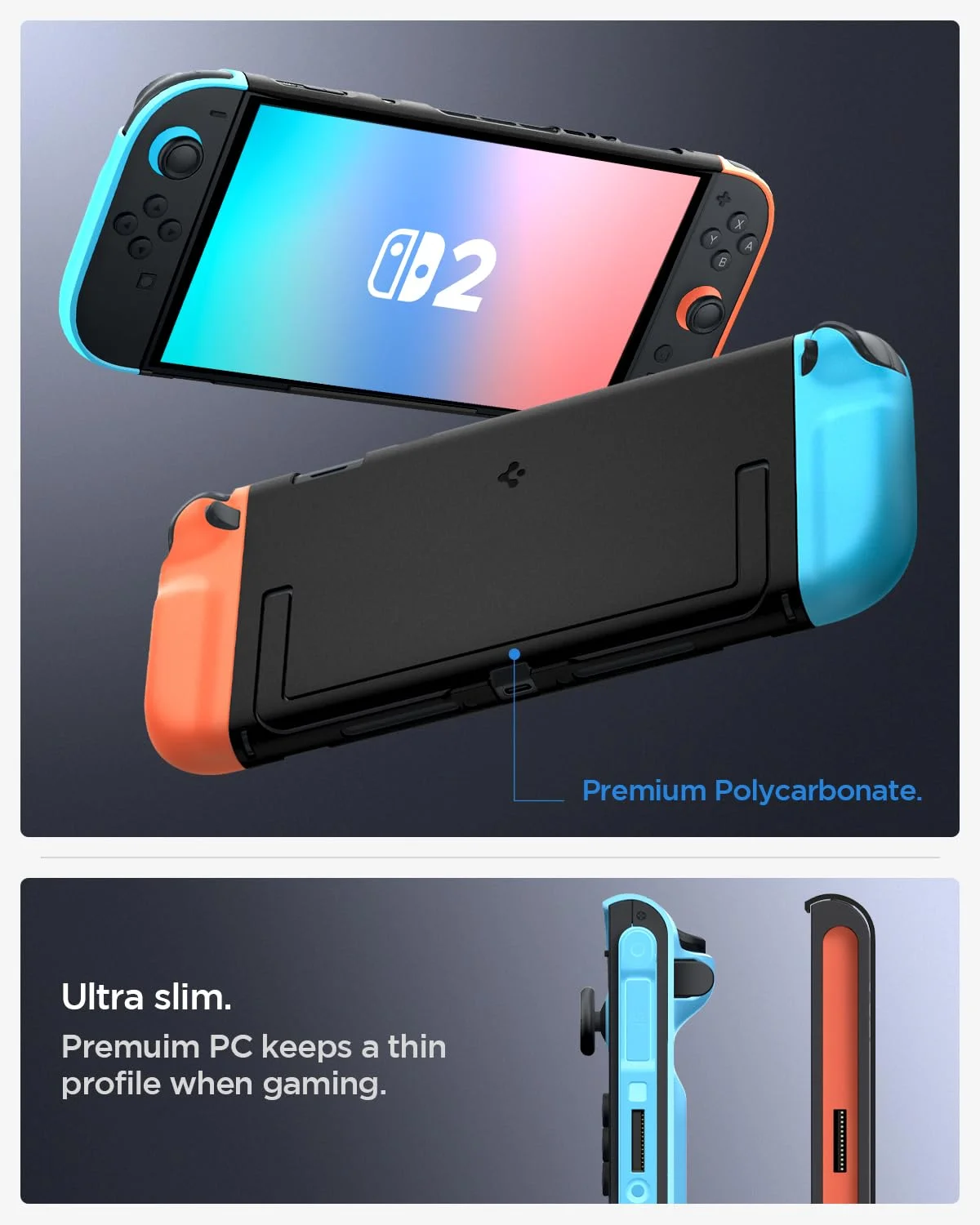 Spigen Nintendo Switch 2 Uyumlu Kılıf Rugged Armor Siyah Karbon Kapak ACS09075 - görsel 5