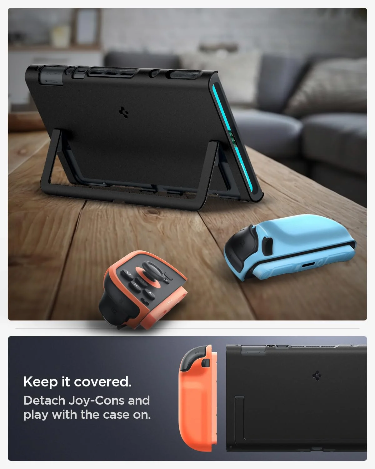 Spigen Nintendo Switch 2 Uyumlu Kılıf Rugged Armor Siyah Karbon Kapak ACS09075 - görsel 6