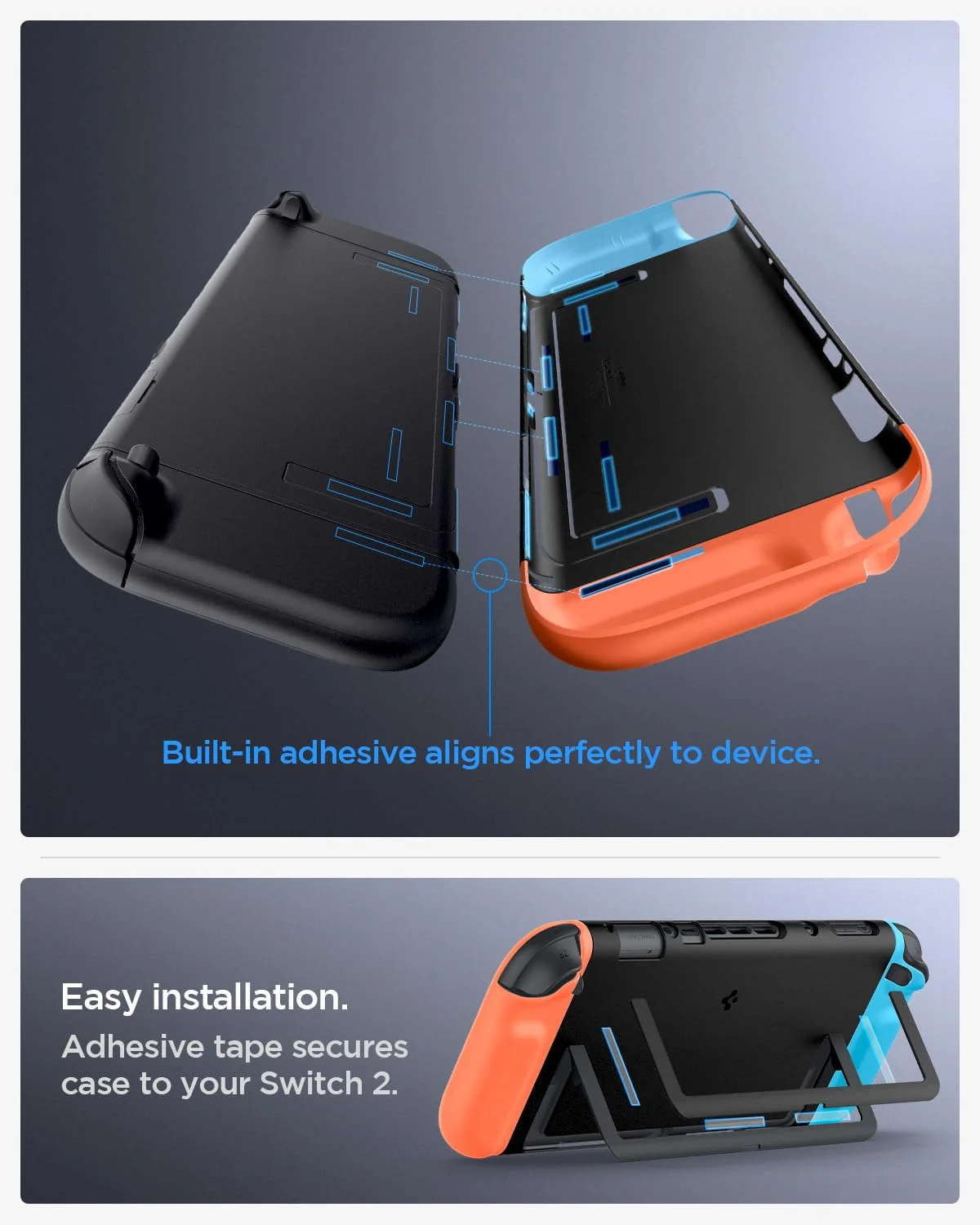 Spigen Nintendo Switch 2 Uyumlu Kılıf Rugged Armor Siyah Karbon Kapak ACS09075 - görsel 7