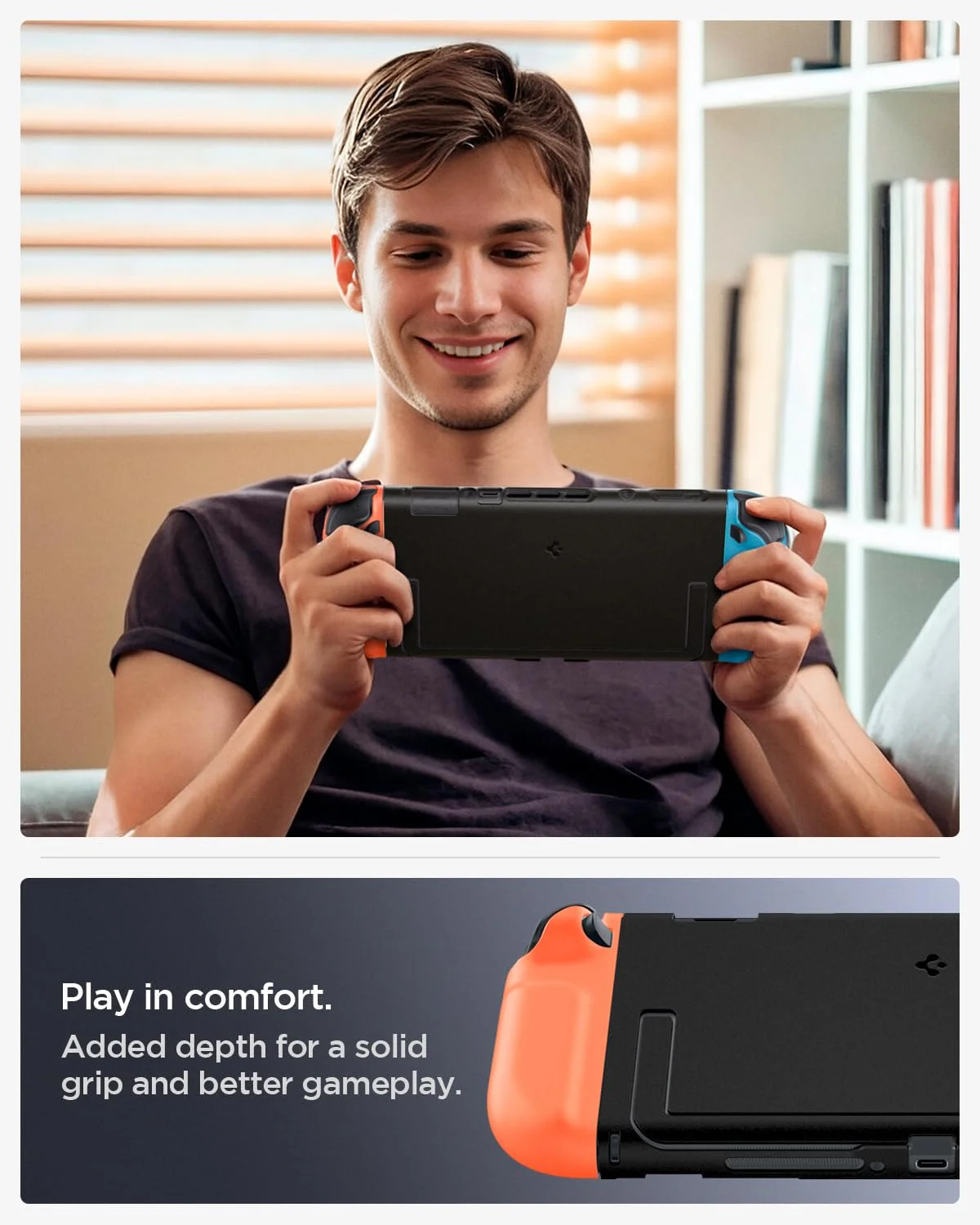 Spigen Nintendo Switch 2 Uyumlu Kılıf Rugged Armor Siyah Karbon Kapak ACS09075 - görsel 8