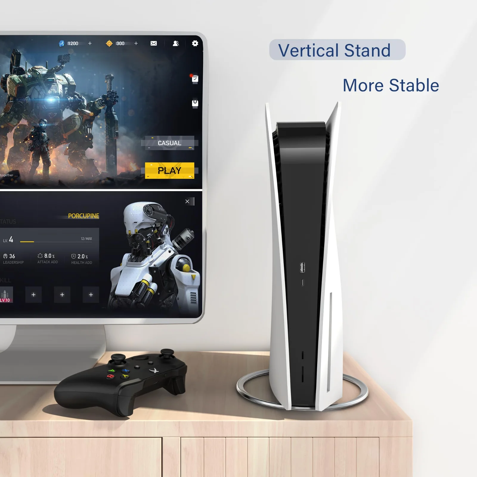 PS5 Slim Dikey Stand Kaymaz Taban - görsel 2