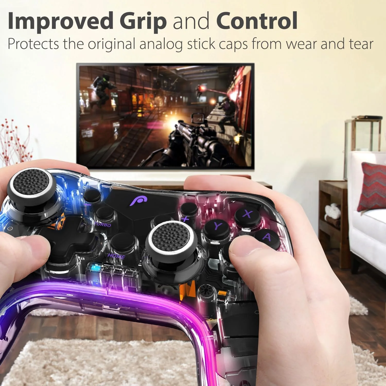 PS5 PS4 PS3 Gamepad Analog Çubuk Silikon Kapak Seti (4 Adet) Siyah/Beyaz - görsel 3