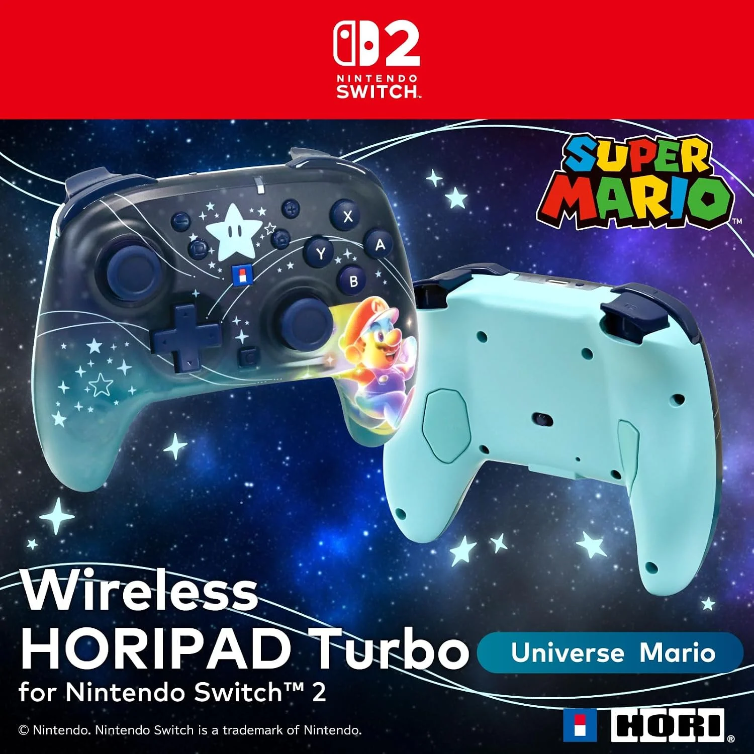 Wireless HORIPAD Turbo Mario Universe Pro Controller Nintendo Switch 2 - görsel 3